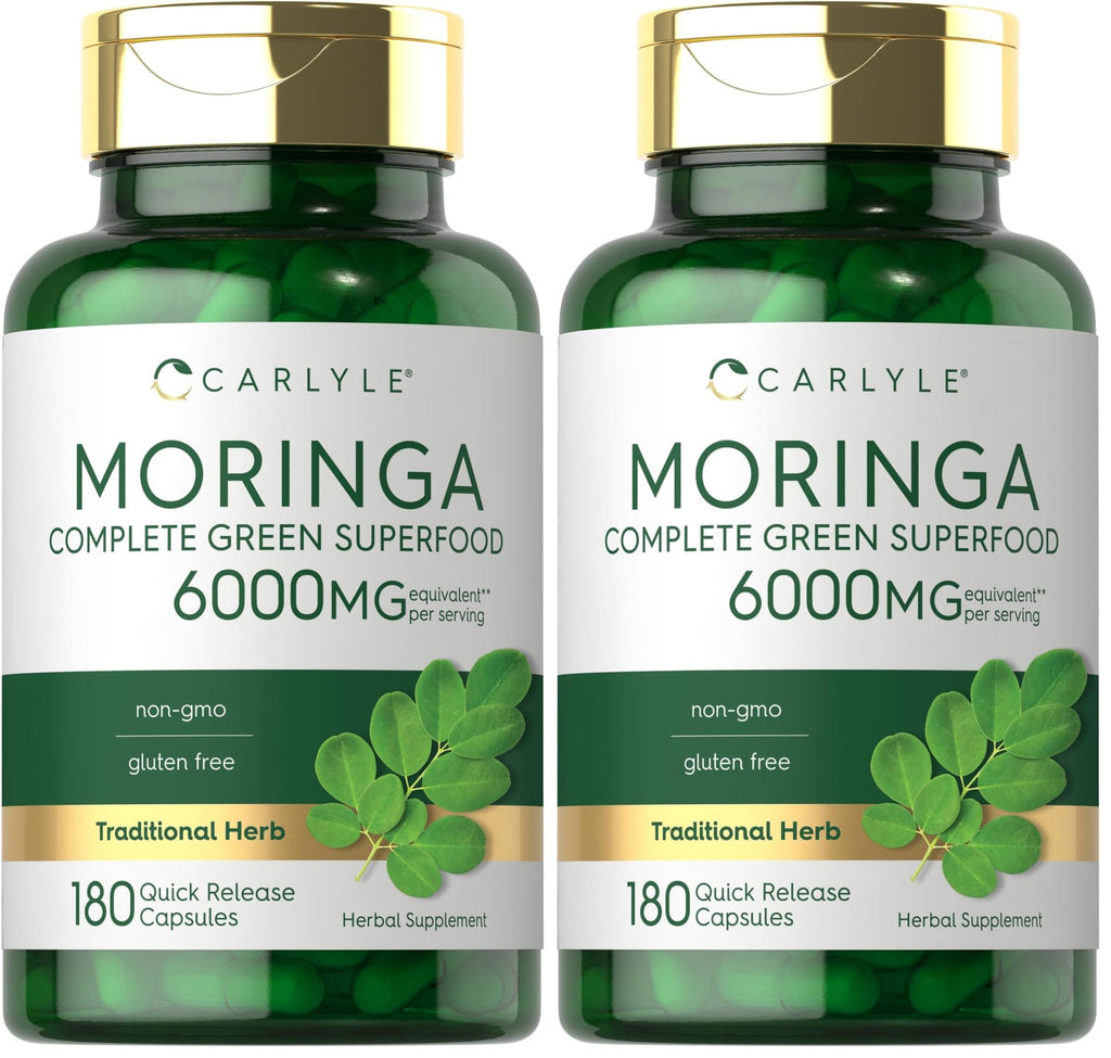 Carlyle Moringa Oleifera 180 Capsules – Non-GMO, Gluten Free Green Superfood (Pack of 2)