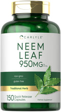 Carlyle Neem Leaf 950mg | 150 Capsules | Non-GMO & Gluten Free | Ayurvedic