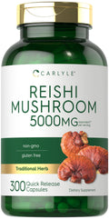 Carlyle Reishi Mushroom 5000mg | 300 Capsules | Non-GMO, Gluten Free