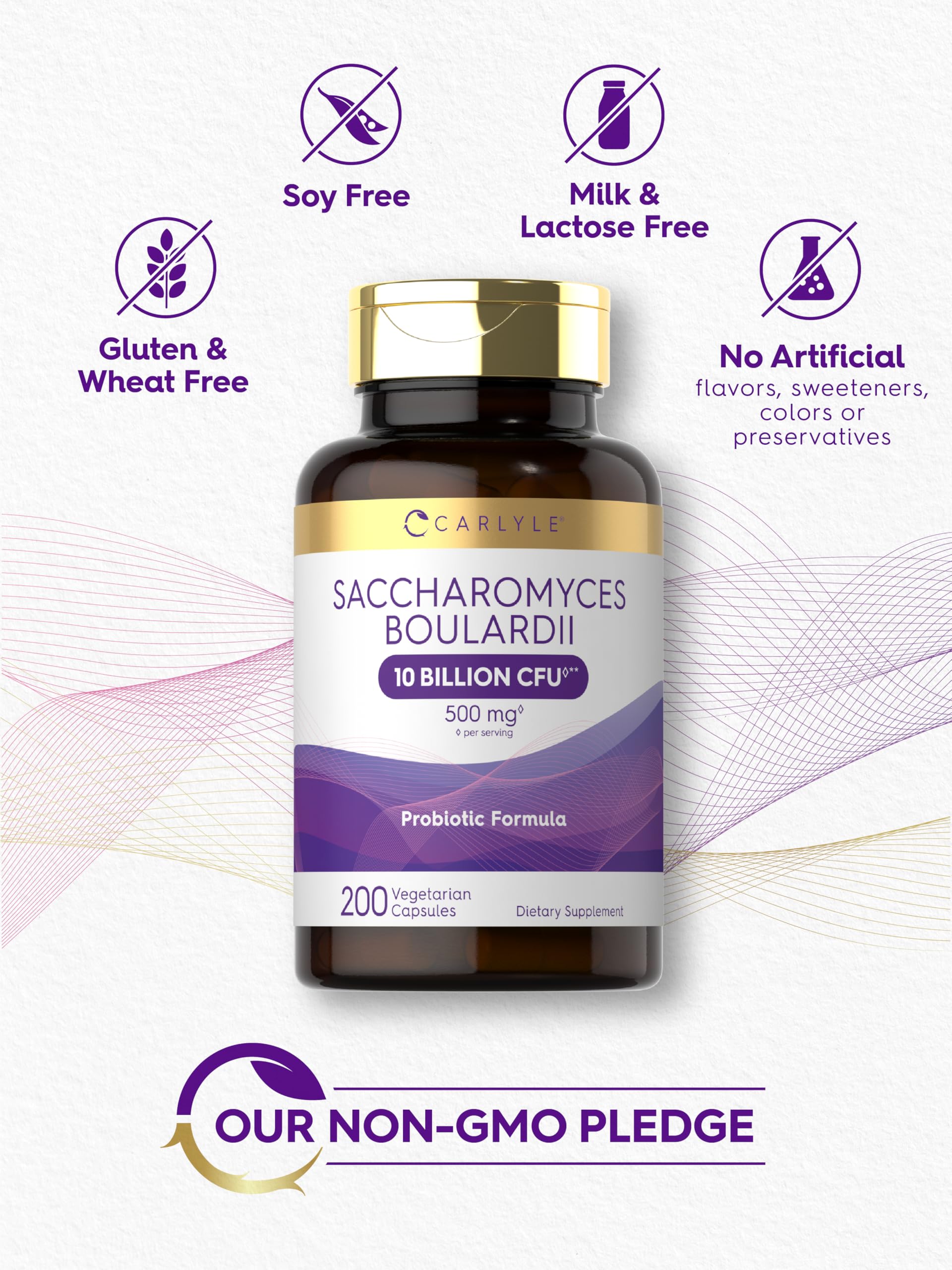 Carlyle Saccharomyces boulardii Probiotics | 10B CFUs, 200 Capsules | Gluten Free & Non-GMO