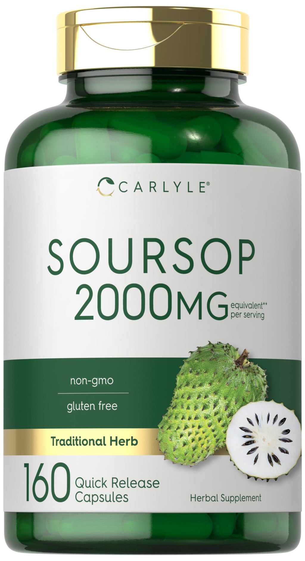 Carlyle Soursop Leaves - 2000mg | 160 Capsules | Traditional Herb | Non-GMO