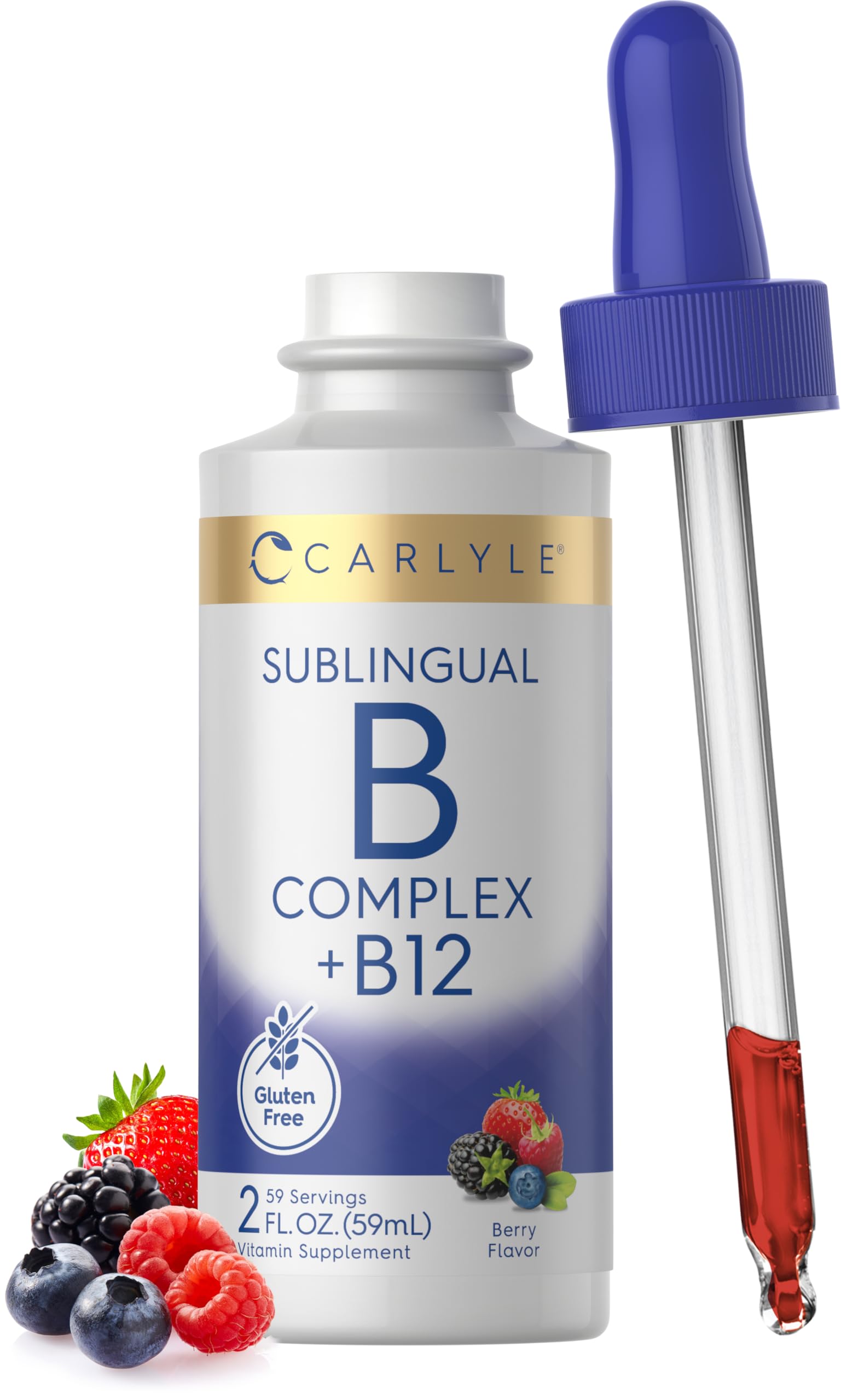 Carlyle Sublingual Vitamin B Complex with B12 – 2 fl oz Berry
