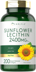 Carlyle Sunflower Lecithin Softgel Capsules 2400mg | 200 Count | Non-GMO, Soy Free, Gluten Free