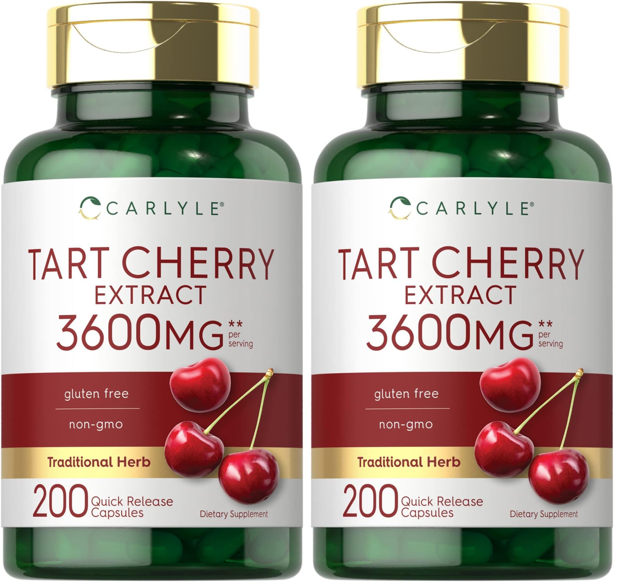Carlyle Tart Cherry Extract Capsules – 200 Count, Non-GMO & Gluten Free (Pack of 2)