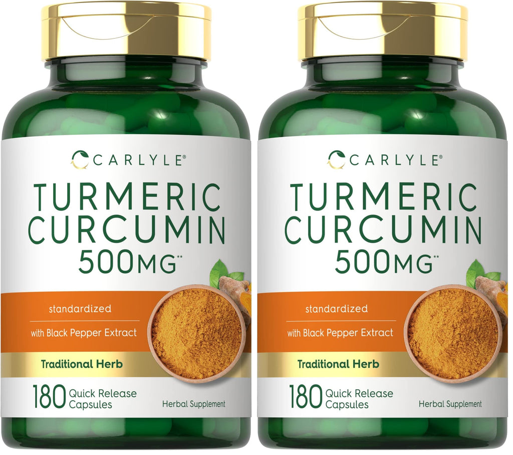Carlyle Turmeric Curcumin 500 mg - 360 Capsules (Pack of 2) with Black Pepper Extract