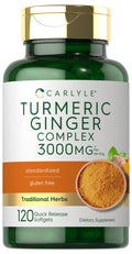 Carlyle Turmeric & Ginger Supplement 3000 mg - 120 Softgels | Turmeric Curcumin Complex + Black Pepper (Non-GMO, Gluten Free)
