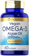 Carlyle Vegan Omega-3 Supplement – 1290 mg, 60 Softgels, Plant-Based from Algae Oil