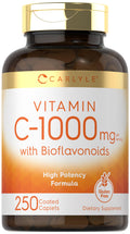 Carlyle Vitamin C 1000mg with Bioflavonoids | 250 Caplets | Vegetarian, Non-GMO, Gluten Free