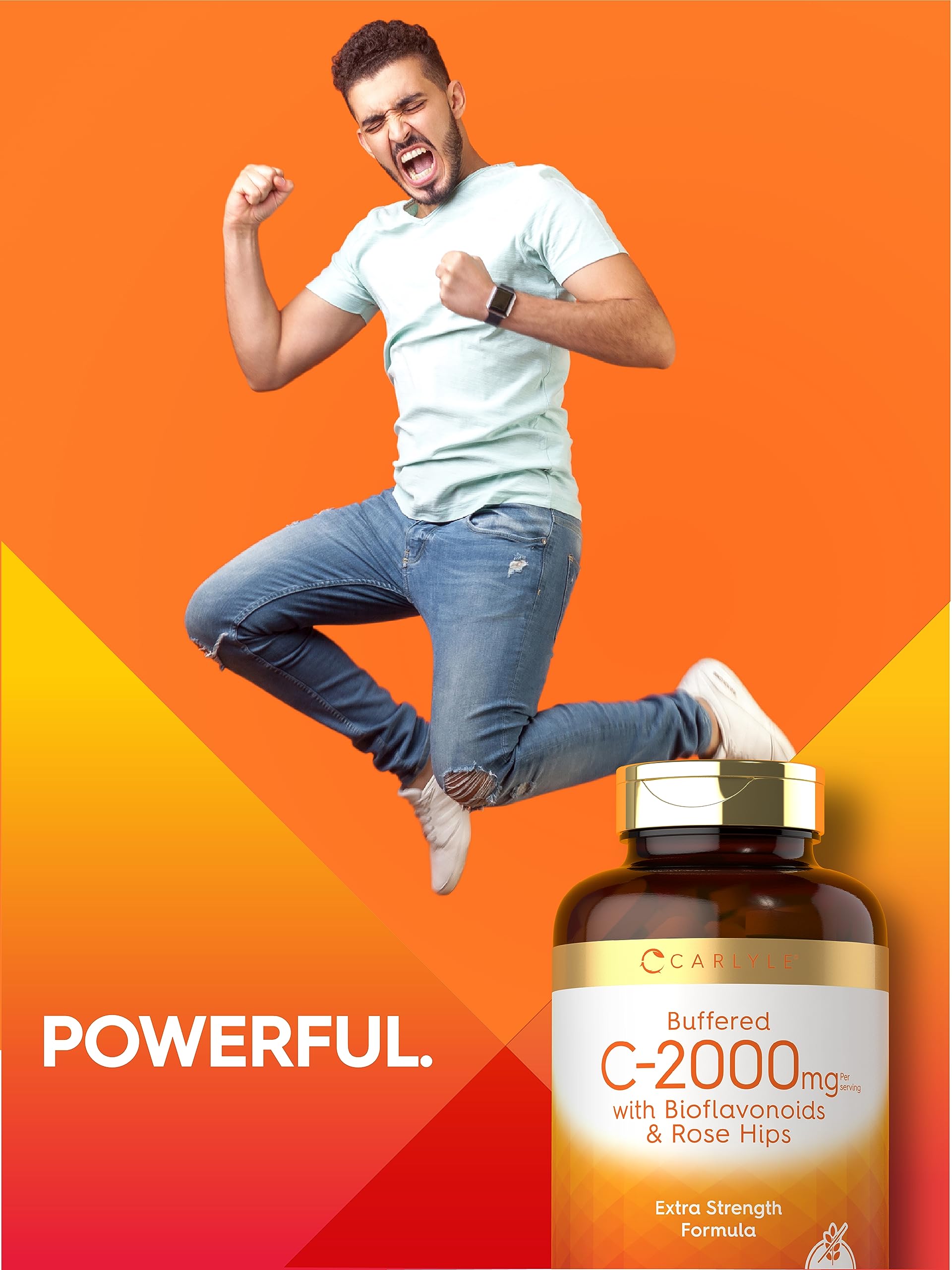 Carlyle Buffered Vitamin C 2000mg | 180 Caplets | Rose Hips & Bioflavonoids