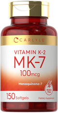 Carlyle Vitamin K2 MK7 100 mcg | 150 Softgels | Non-GMO, Gluten Free