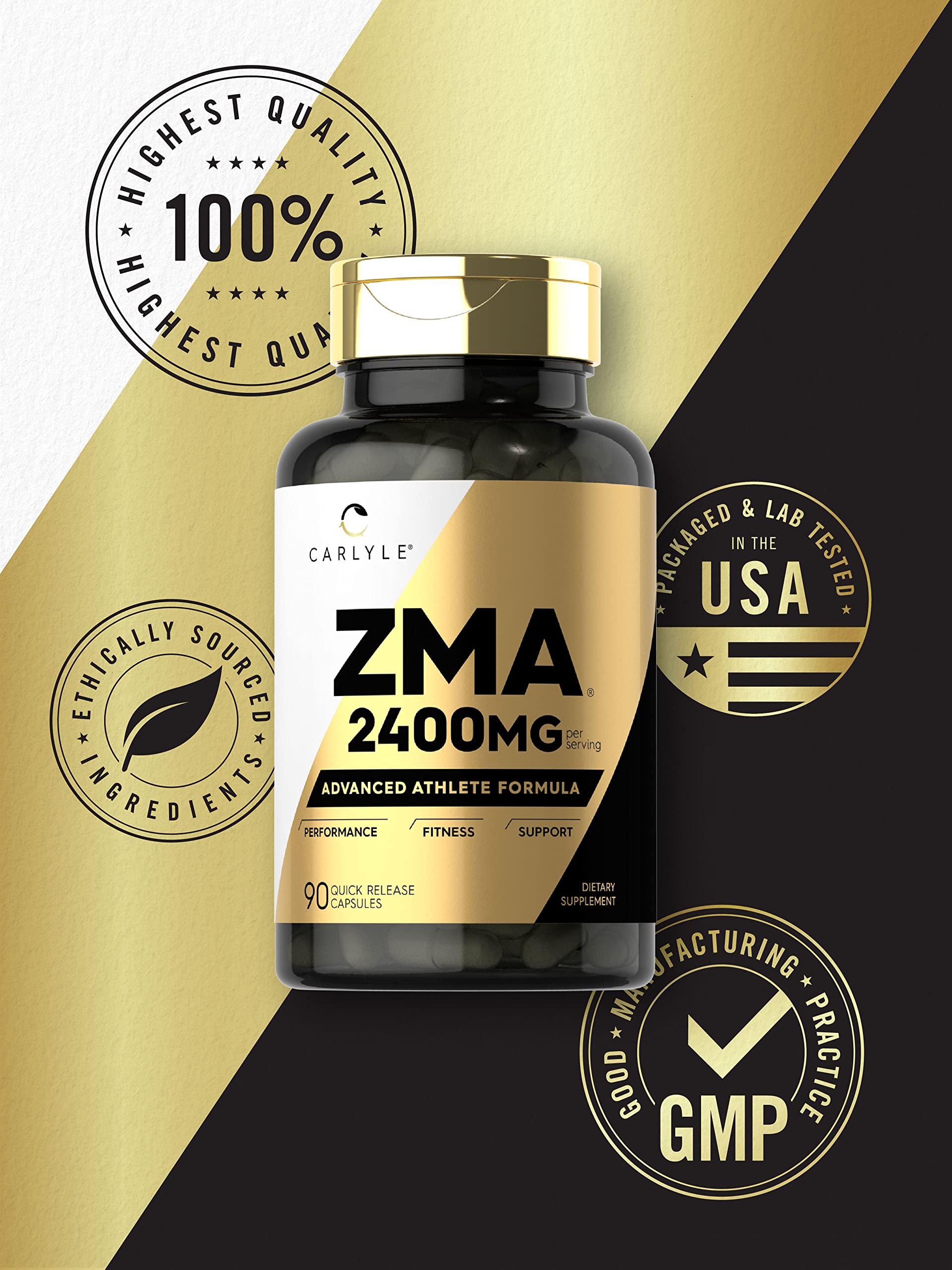Carlyle ZMA 2400mg Supplement – Men & Women, 90 Count, Non-GMO