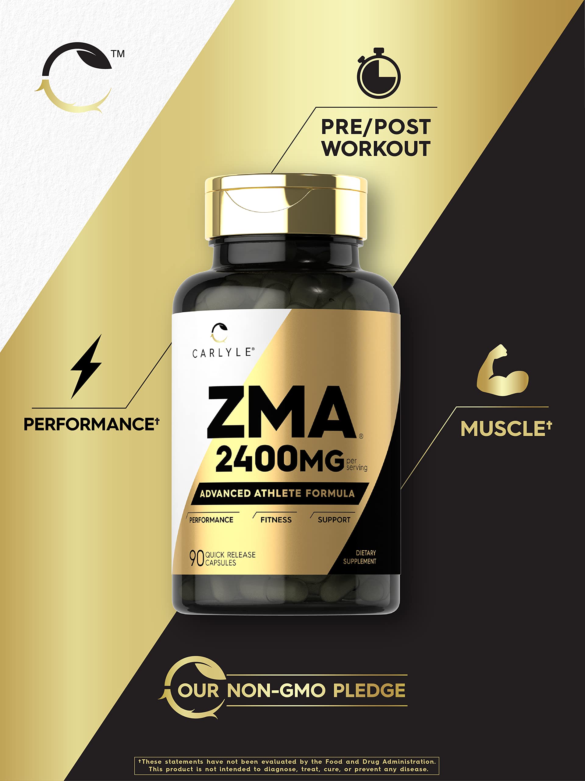 Carlyle ZMA 2400mg Supplement – Men & Women, 90 Count, Non-GMO