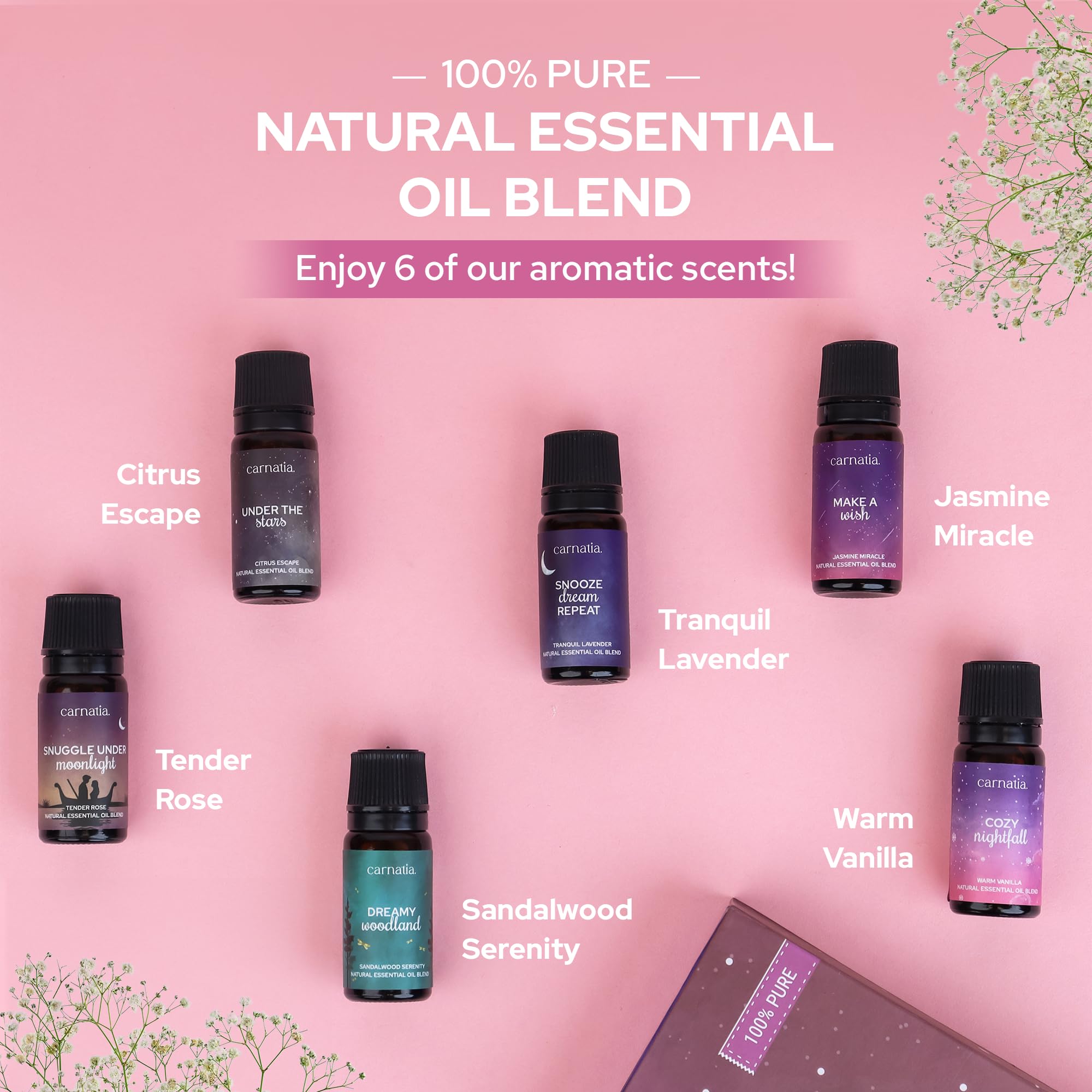 Carnatia Sleep Essentials Essential Oil Set - 6 Calming Blends for Deep Sleep & Relaxation