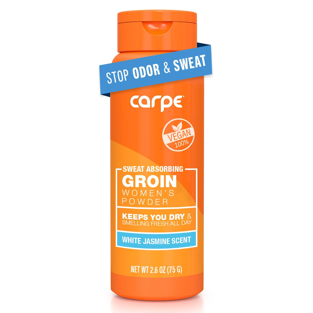 Carpe Sweat-Absorbing Talc-Free Powder for Women — Anti-Chafing, White Jasmine