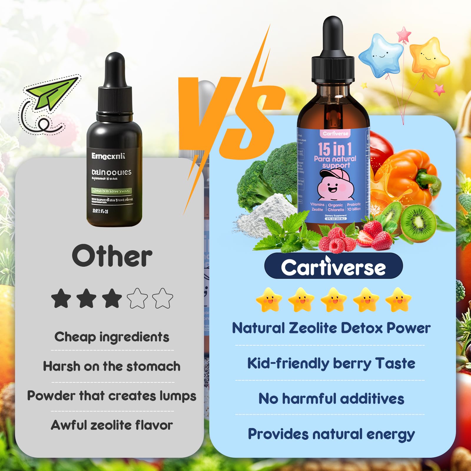 Cartiverse Parasite Cleanse for Humans & Kids – Zeolite Detox Drops (2 Fl Oz)