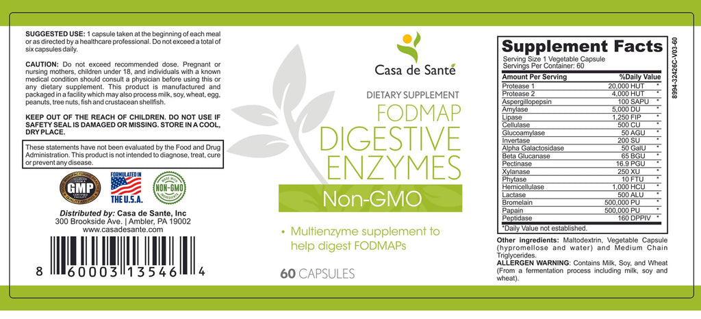 Casa de Sante FODMAP Digestive Enzymes – 18 Enzymes, No GMO
