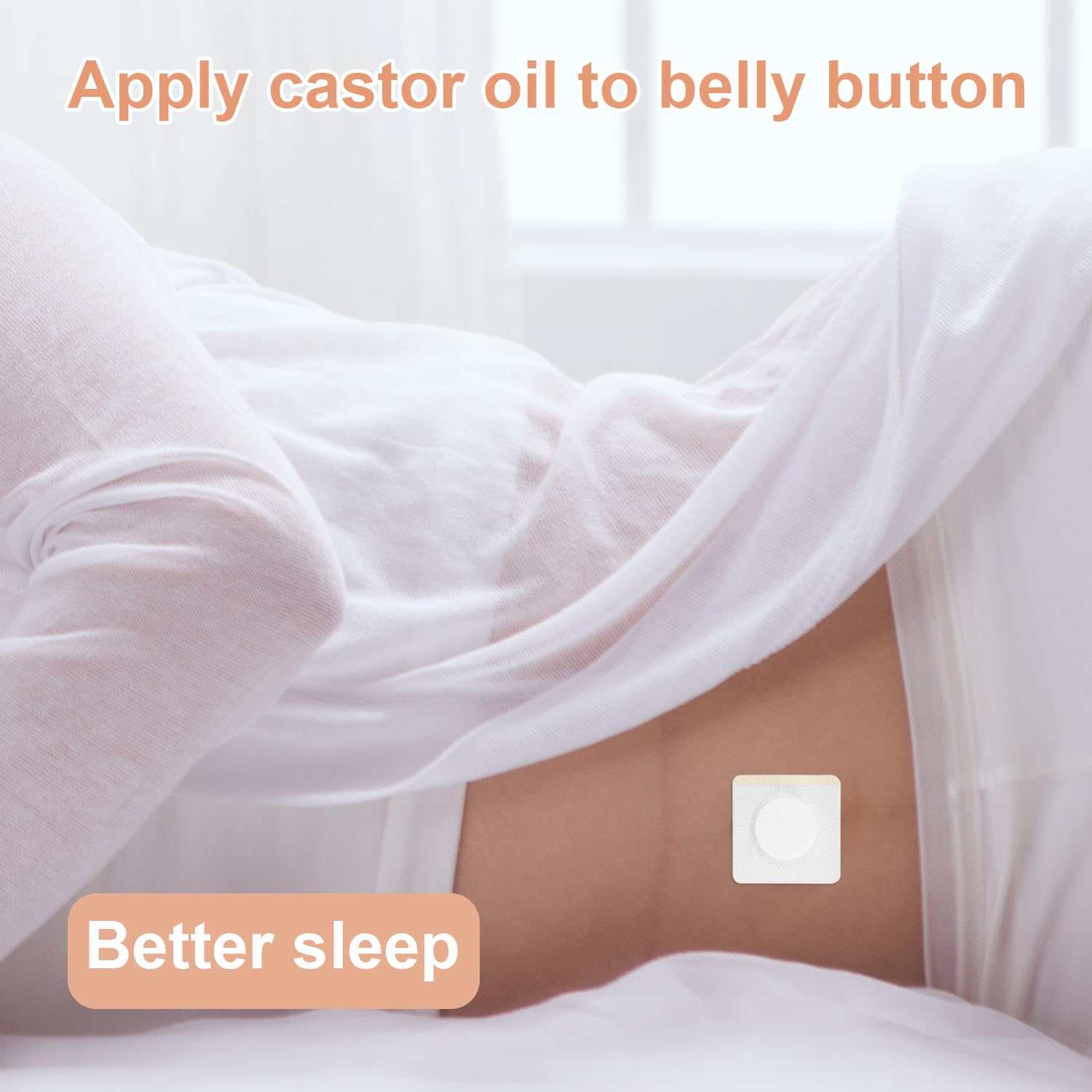30 Pcs Castor Oil Belly Button Patches – Organic Cotton, 2.76x2.76in, Non-Woven, Self-Adhesive