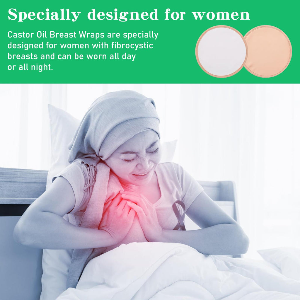 2pcs Supper Large Castor Oil Breast Pack - Soft Organic Cotton, Anti-Leakage, Reusable Wrap for Women