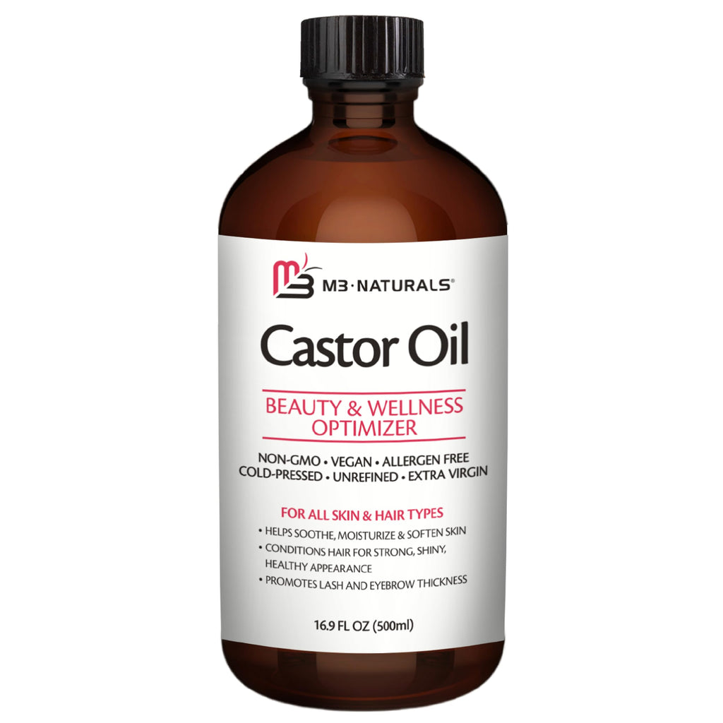 100% Pure Organic Castor Oil – Hair & Skin Care, Hexane-Free, Cold Pressed, 500ml Glass Bottle