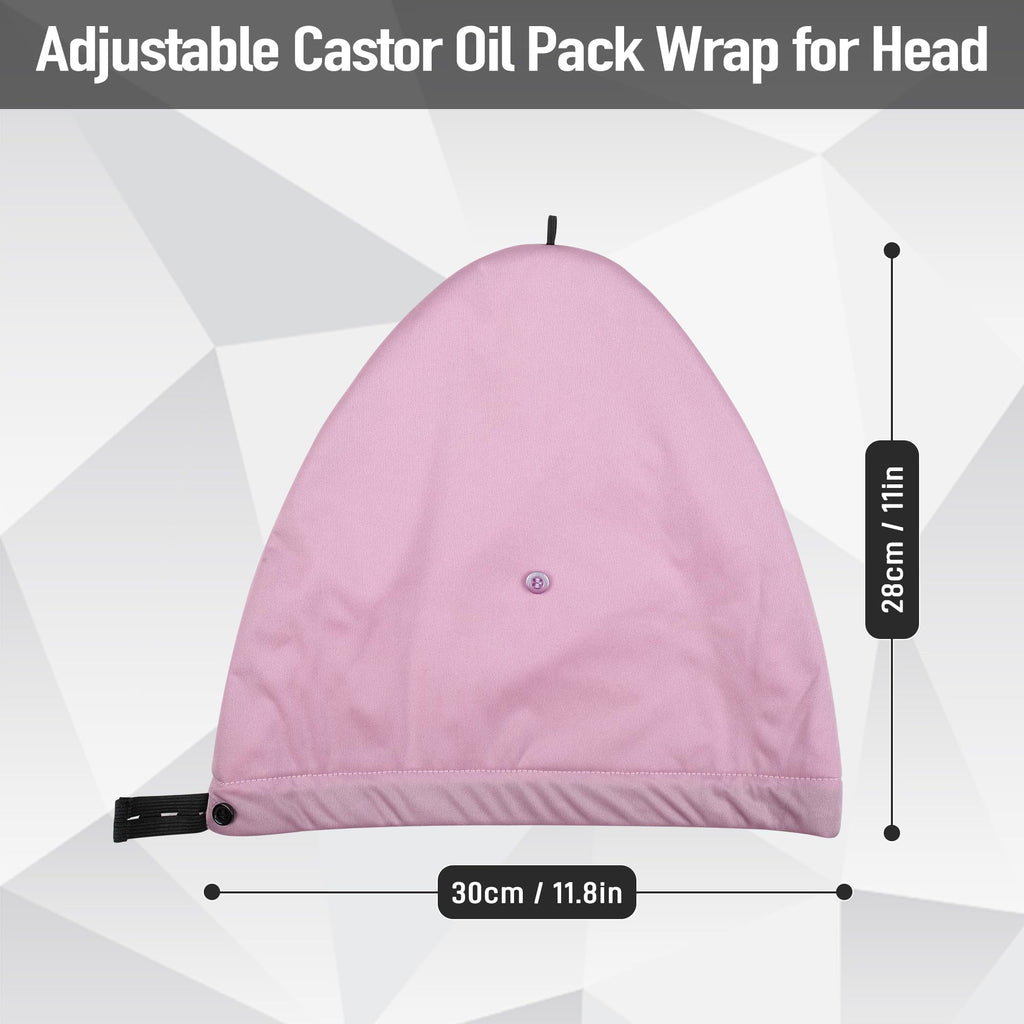 Castor Oil Pack Wrap for Hair - Organic Cotton Reusable Sleep Cap (2-Layer Waterproof)