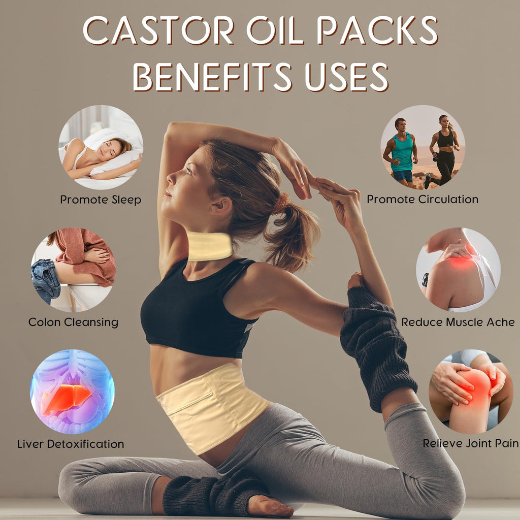 Cold Pressed Castor Oil Pack Wrap Organic (8 oz / 237 ml) – Reusable Khaki Kit