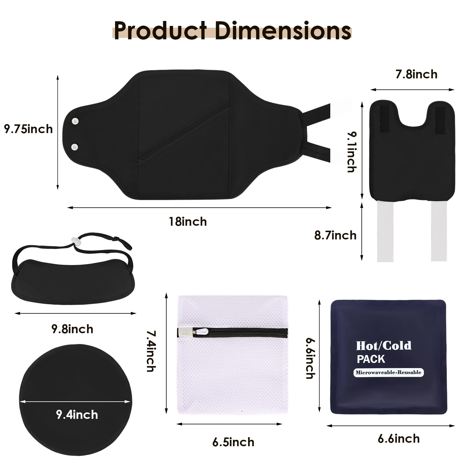 Castor Oil Pack Wrap - 8 Pcs Organic Cotton Kit with Reusable Pads