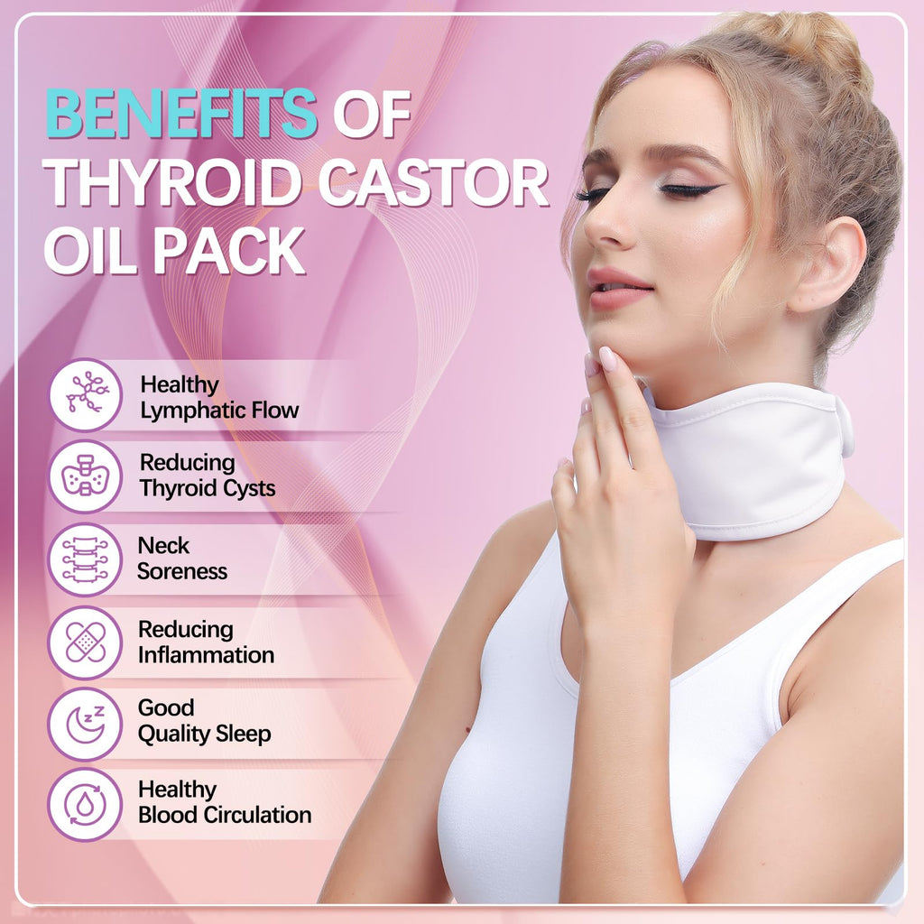 Castor Oil Pack for Thyroid - Reusable Neck Wrap (Oil Not Included)