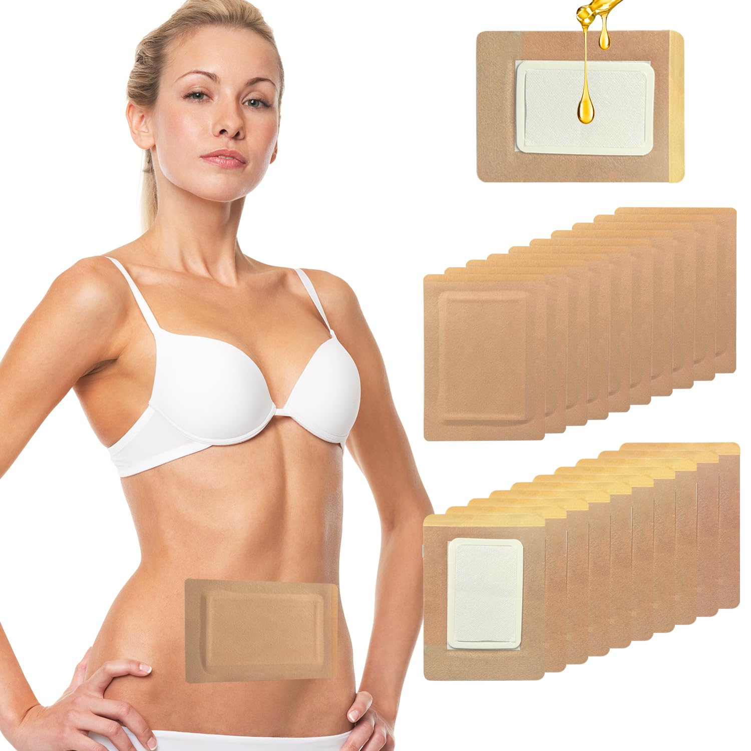 20 Pcs Castor Oil Pack Wrap – Disposable Castor Oil Patches with Anti-Leakage Cotton for Stomach & Liver (Oil Not Included), 7.9 in x 5.9 in