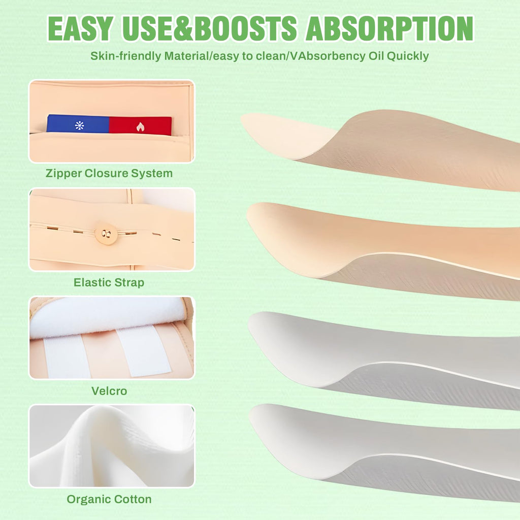 Castor Oil Pack Wraps - 8 Pcs Reusable, Adjustable Straps, Anti-Leak, Machine Washable