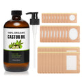 40Pcs Castor Oil Pack Wrap – Organic Cotton Patches, 16oz Amber Glass Bottle
