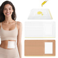 30Pcs Castor Oil Pack Wrap - Organic Cotton Belly Button Patch | Disposable Anti-Leak Pads (5.1 x 3.9 in) White & Skin