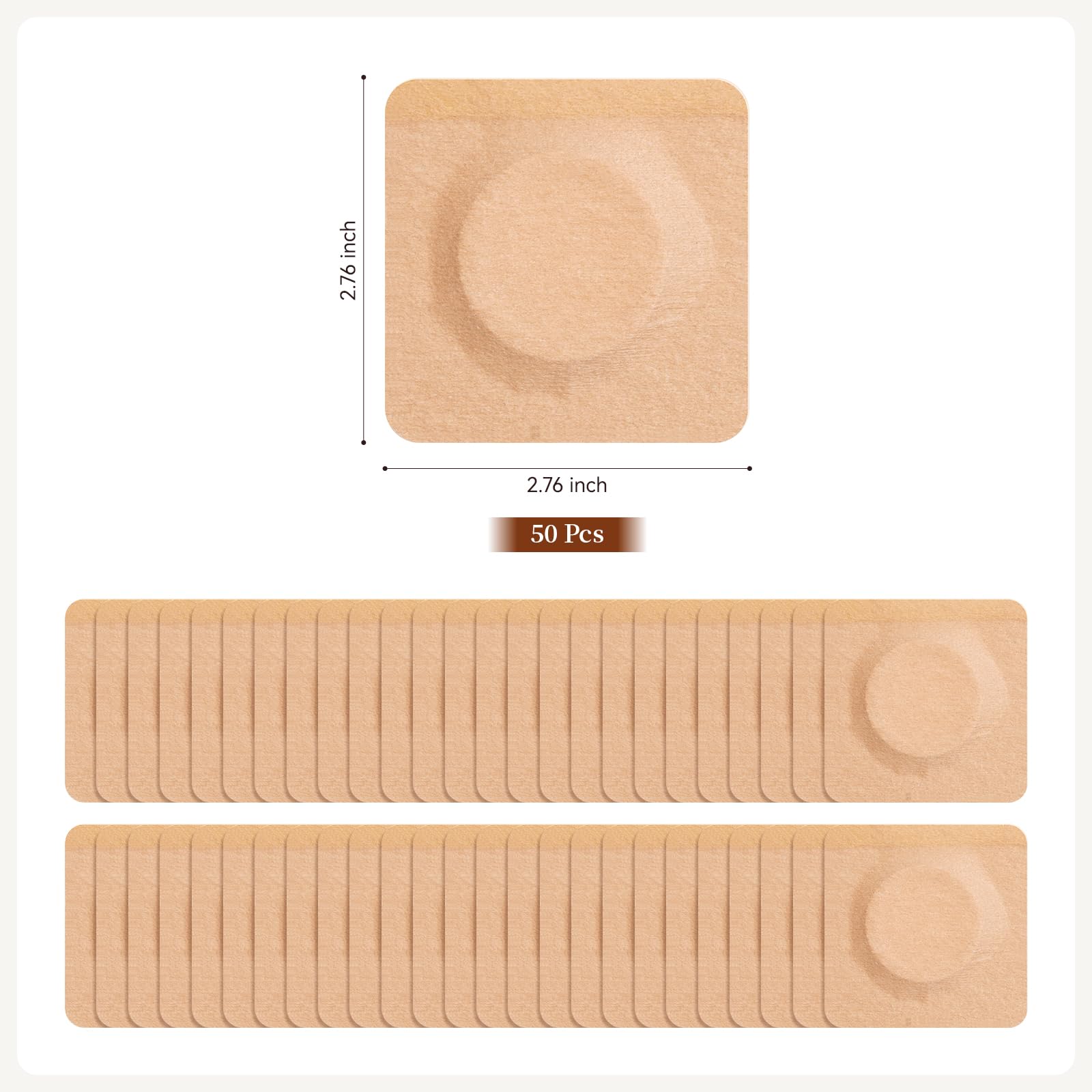 50 Pcs Castor Oil Pack Wrap - Self-Adhesive Cotton Patches (Disposable Pads)