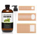 30Pcs Castor Oil Pack Wrap - Organic Cotton Patches & 8 oz Glass Bottle