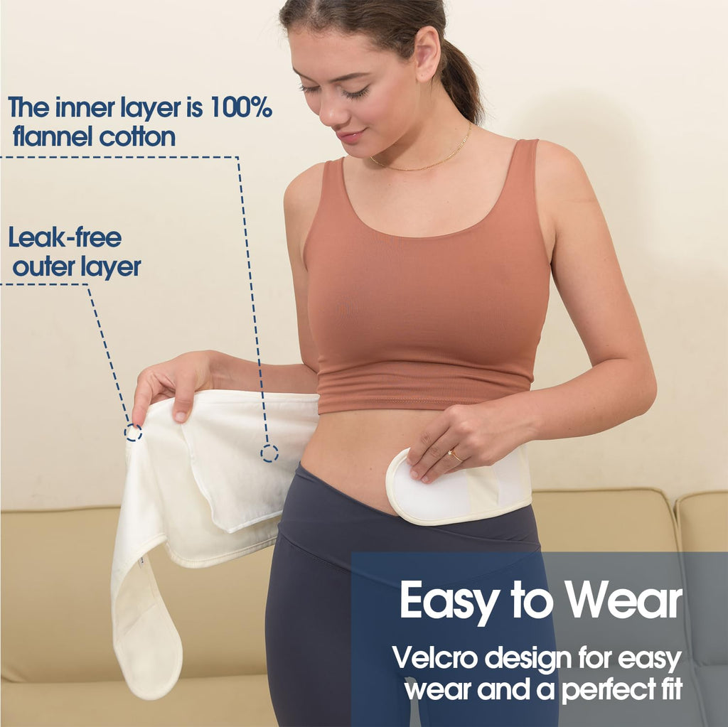 Castor Oil Pack Wrap for Stomach - Cotton Flannel Pad, Reusable & Mess-Free