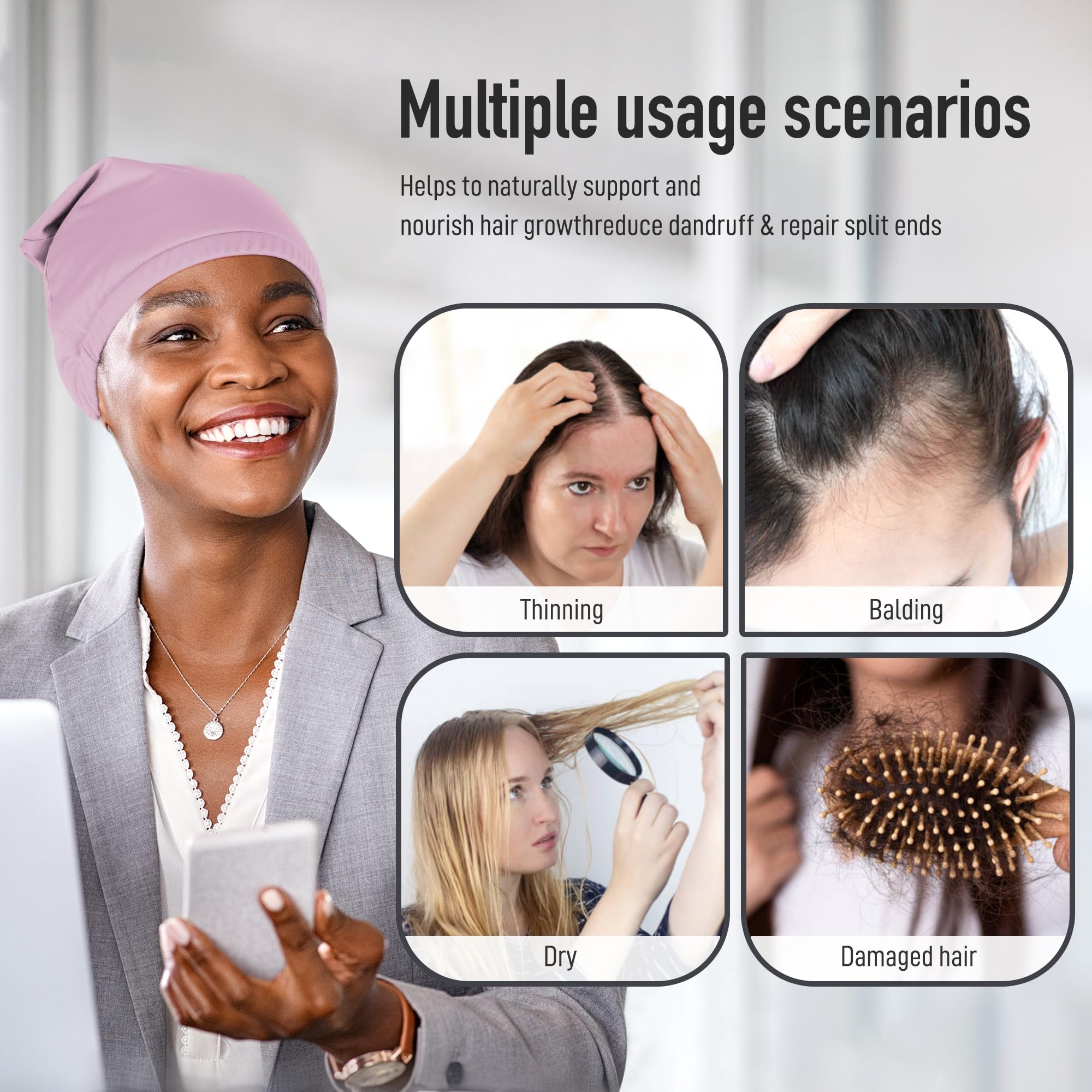 Castor Oil Pack Wrap for Hair - Organic Cotton Reusable Sleep Cap (2-Layer Waterproof)