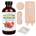 6 Pcs Castor Oil Pack Wraps – Organic Cold-Pressed Castor Oil 8oz with Reusable Pads
