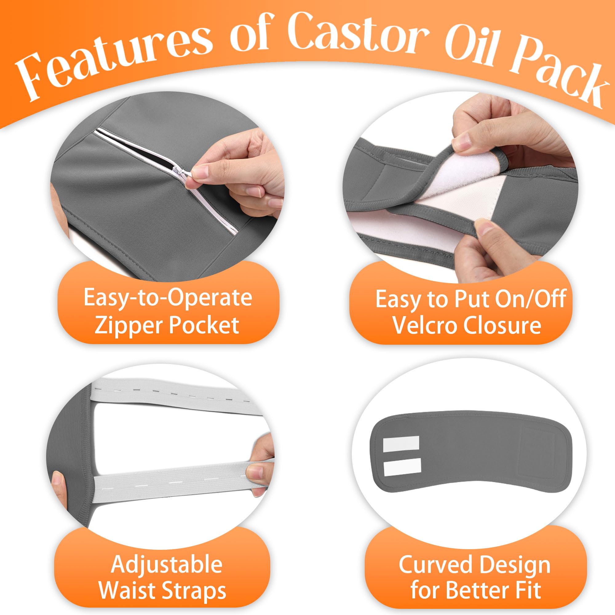 9 Pcs Castor Oil Pack Wrap Organic Cotton – Full-Body Detox Kit (Reusable, Adjustable)