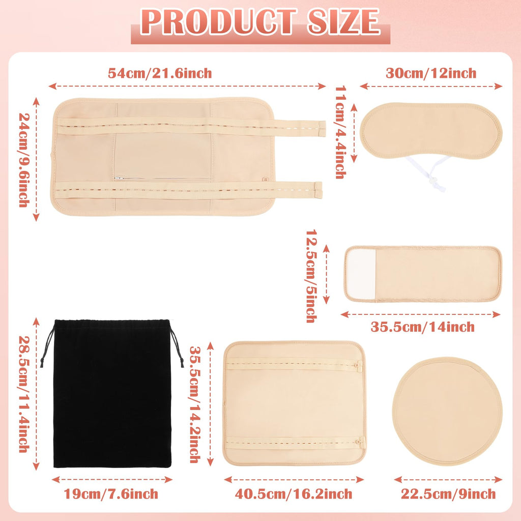 Castor Oil Pack Wrap - 8 Pcs, Reusable Organic Cotton with Adjustable Straps (Khaki)
