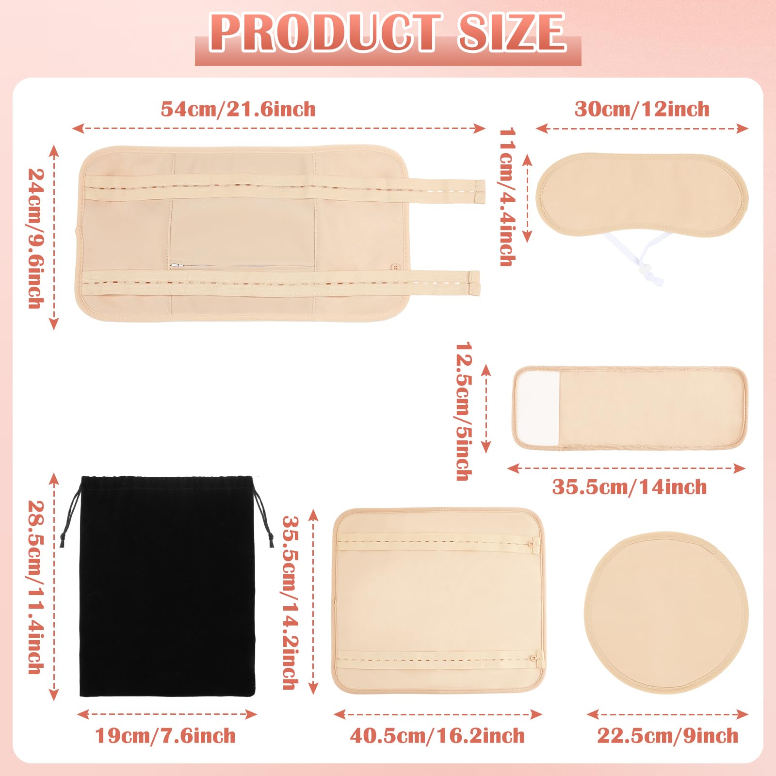 Castor Oil Pack Wrap - 8 Pcs, Reusable Organic Cotton with Adjustable Straps (Khaki)