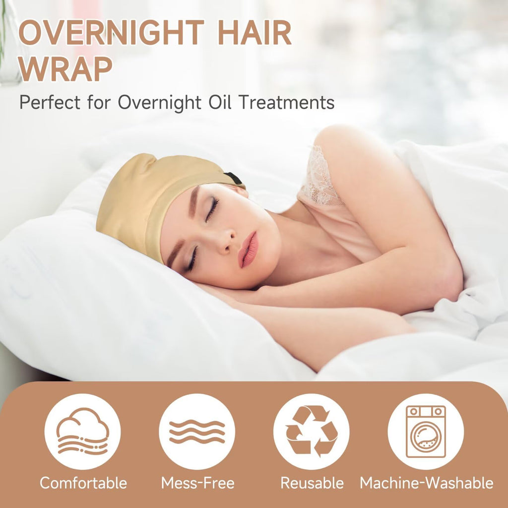 Castor Oil Pack Wrap Overnight Hair Cap – Organic Cotton Sleep Hair Treatment