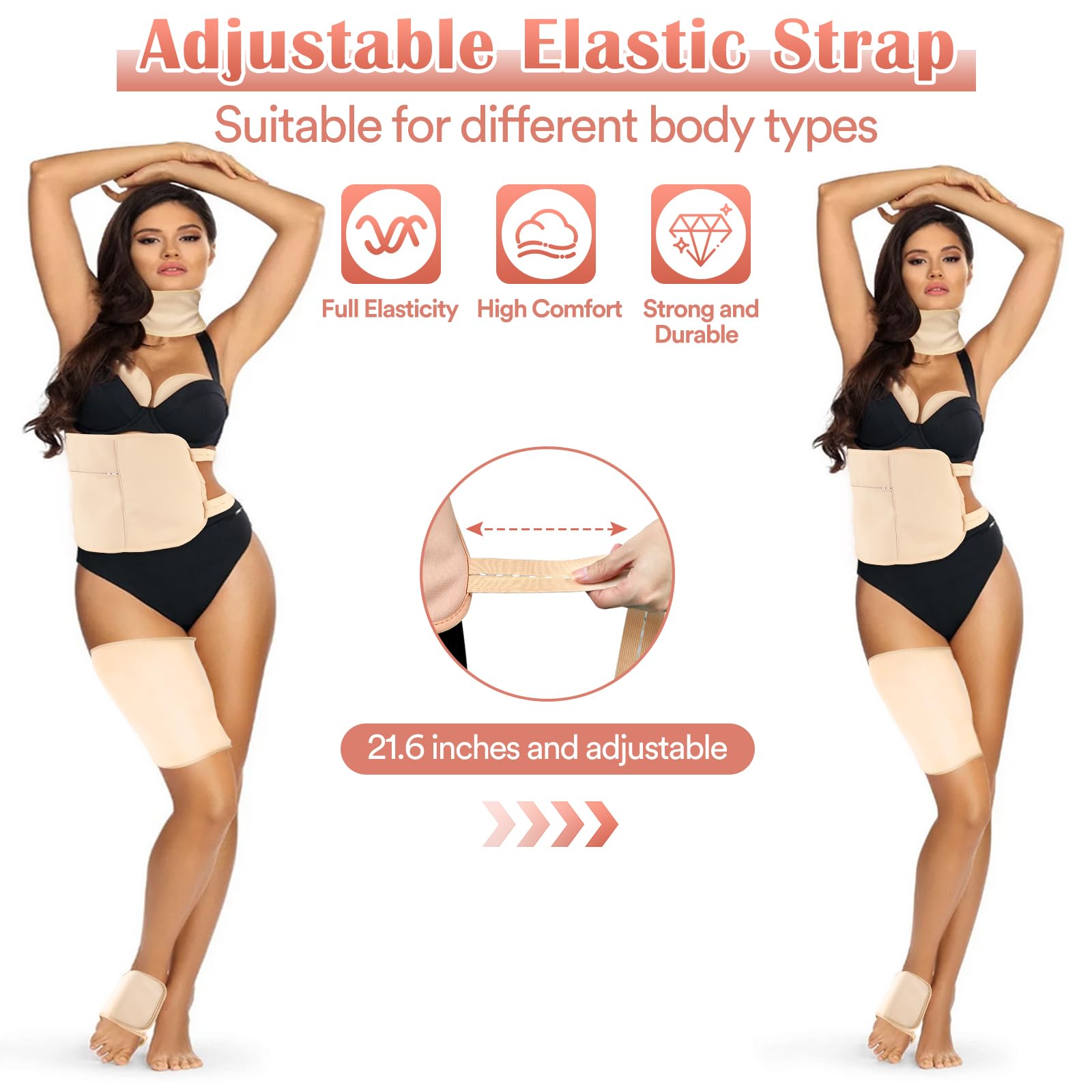 Castor Oil Pack Wrap - 8 Pcs, Reusable Organic Cotton with Adjustable Straps (Khaki)