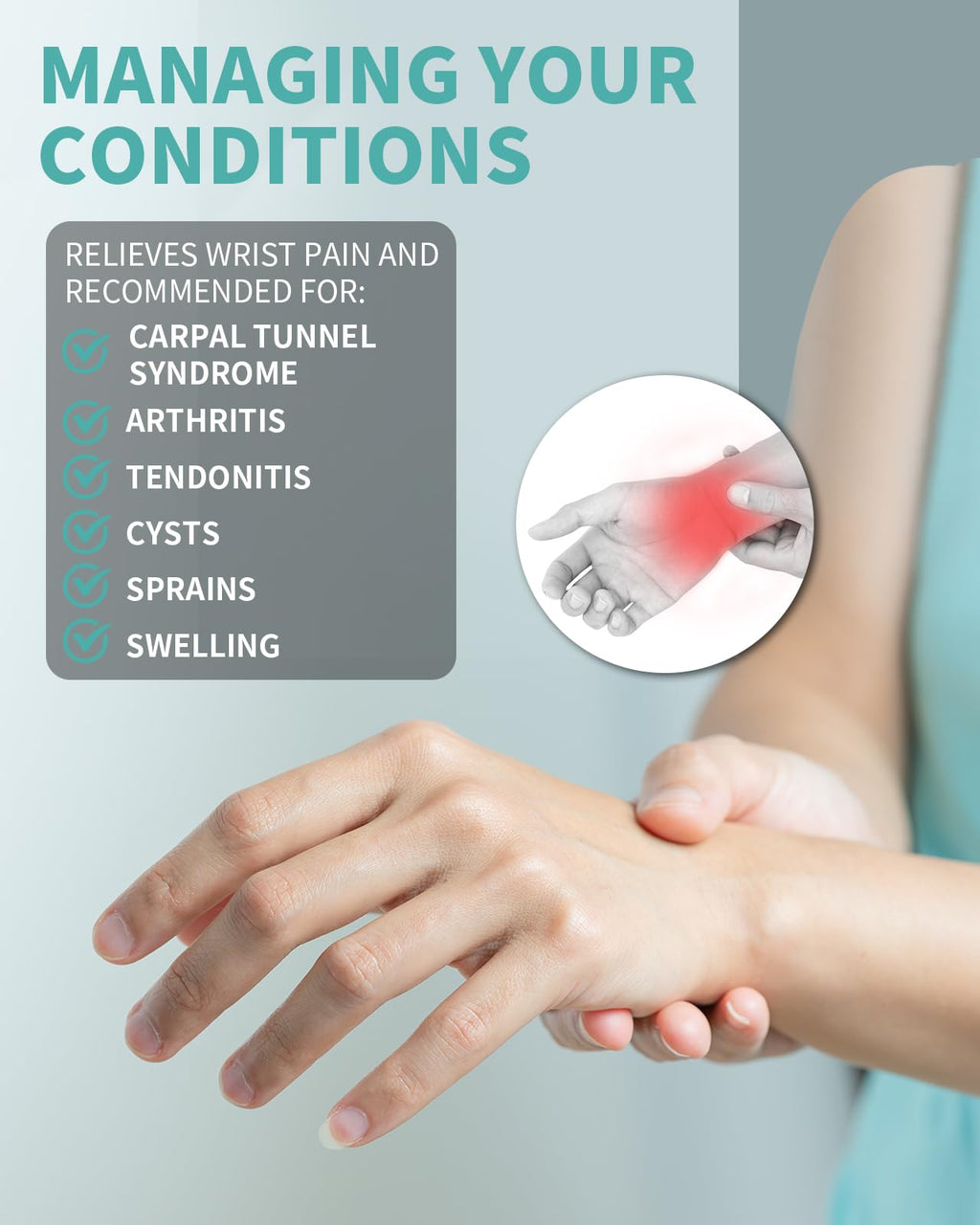 Castor Oil Pack Wrap for Wrist – Carpal Tunnel Relief, Adjustable Wrist Support