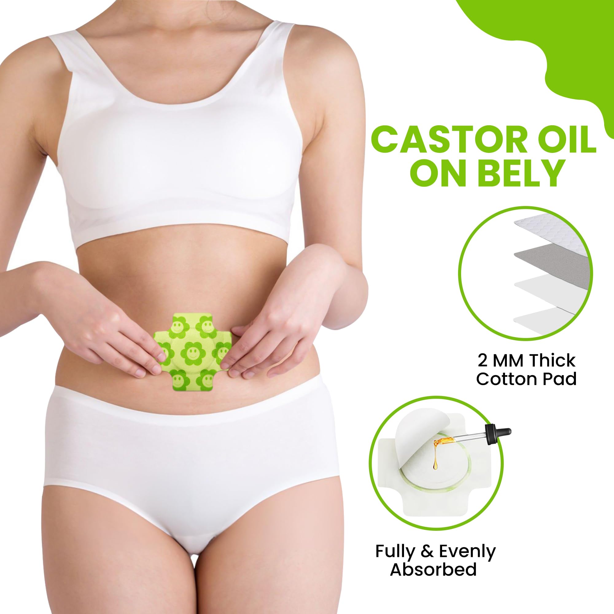 Organic Castor Oil Pack Wrap - Self-Adhesive & Reusable