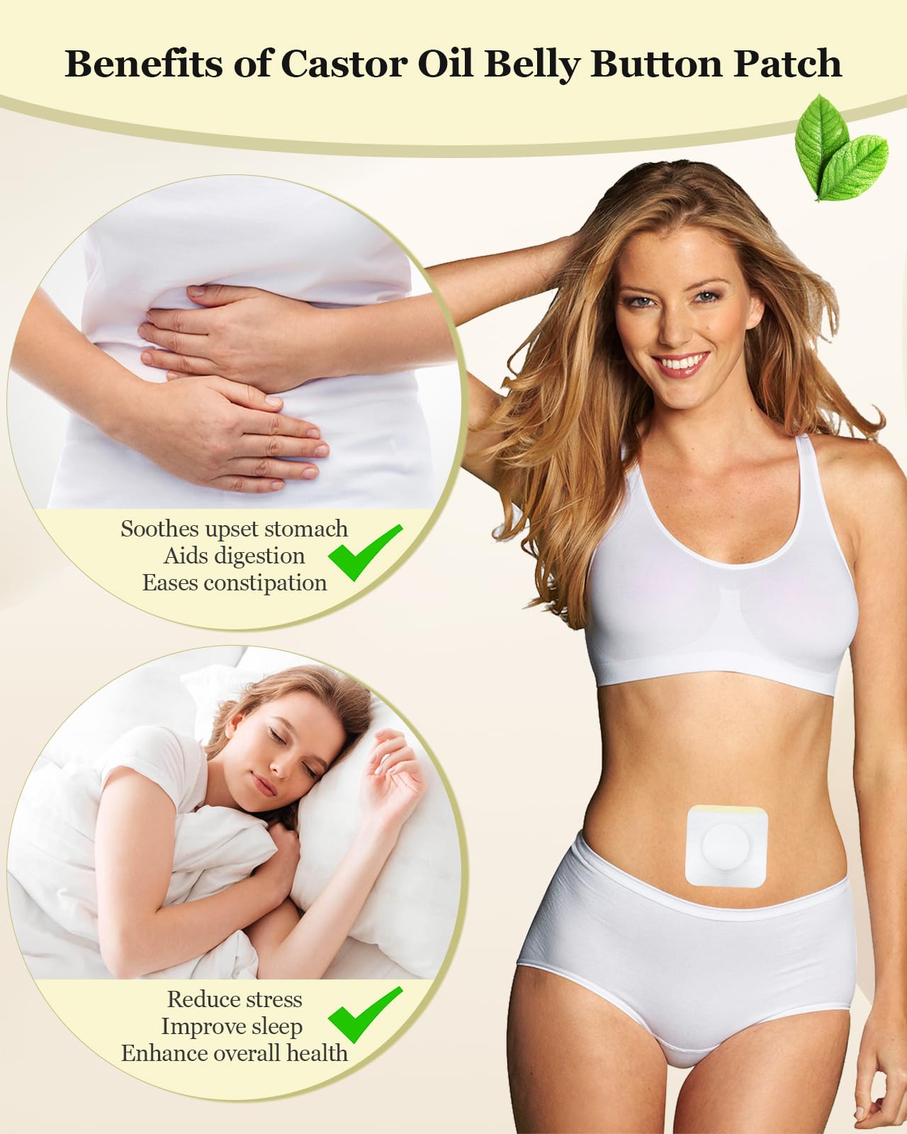 30Pcs Castor Oil Patch Wrap – Disposable Self-Adhesive Belly Button Patches, High-Absorbent & Hypoallergenic