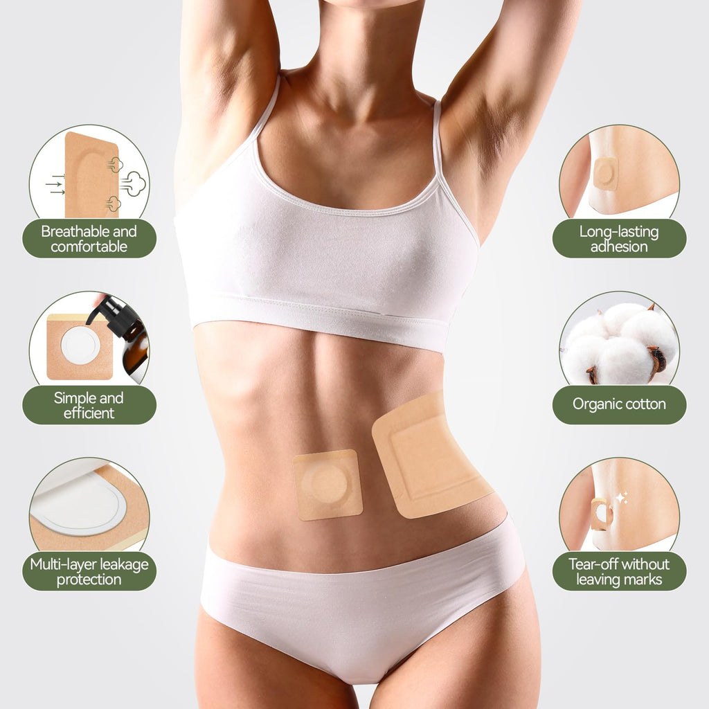 30Pcs Adhesive Castor Oil Patches | Organic Cotton Pack Wrap for Waist Knees Neck Belly Arms