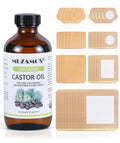 Castor Oil Patches Disposable 40 Pcs – Organic Castor Oil Pack Wrap with 8oz Amber Glass Bottle Included for Liver, Stomach, Neck