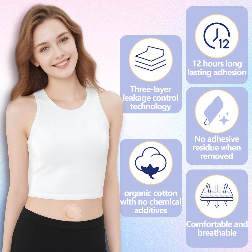 100PCS Castor Oil Patches – Disposable Organic Cotton Belly Button Patches Beige Flowers