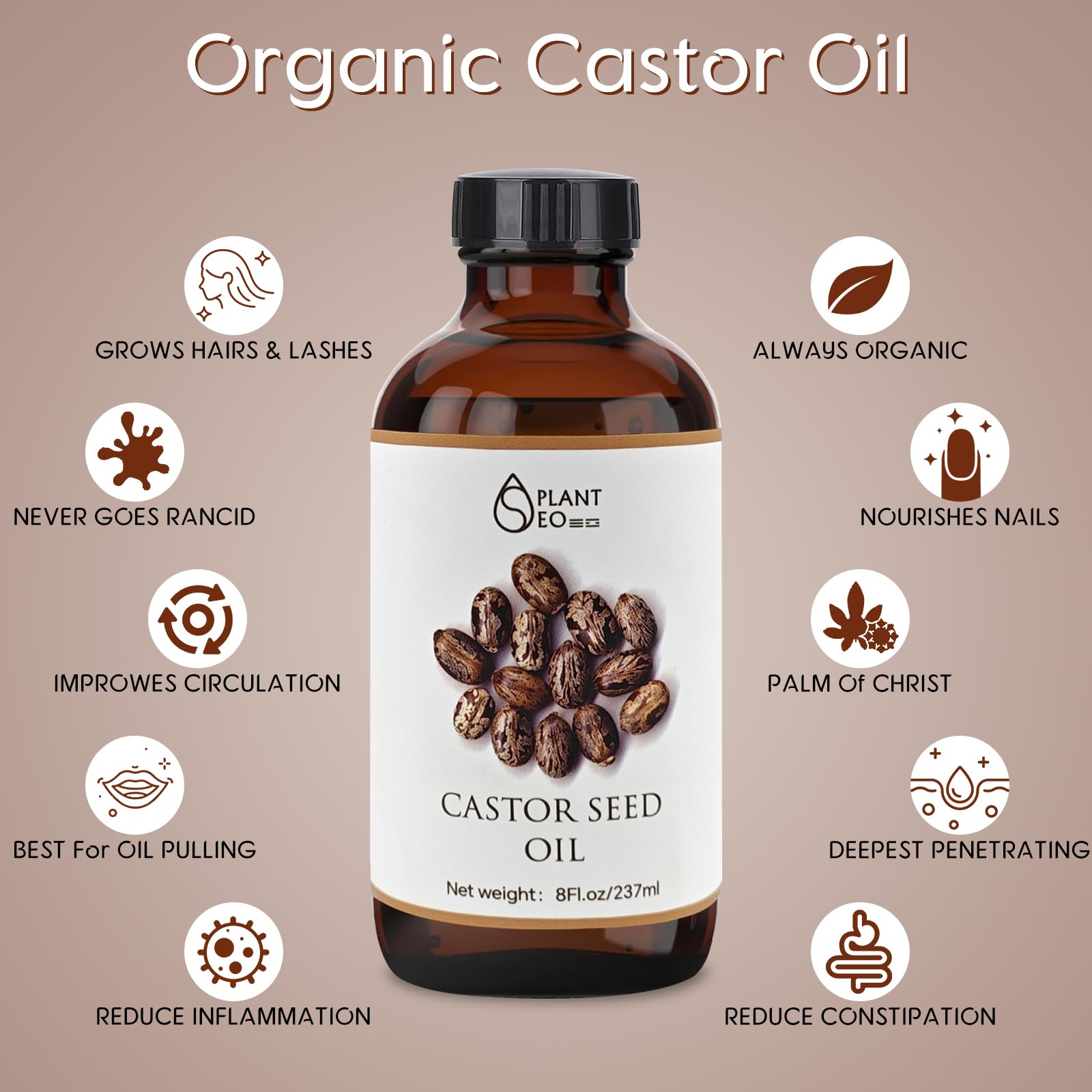 Cold Pressed Castor Oil Pack Wrap Organic (8 oz / 237 ml) – Reusable Khaki Kit