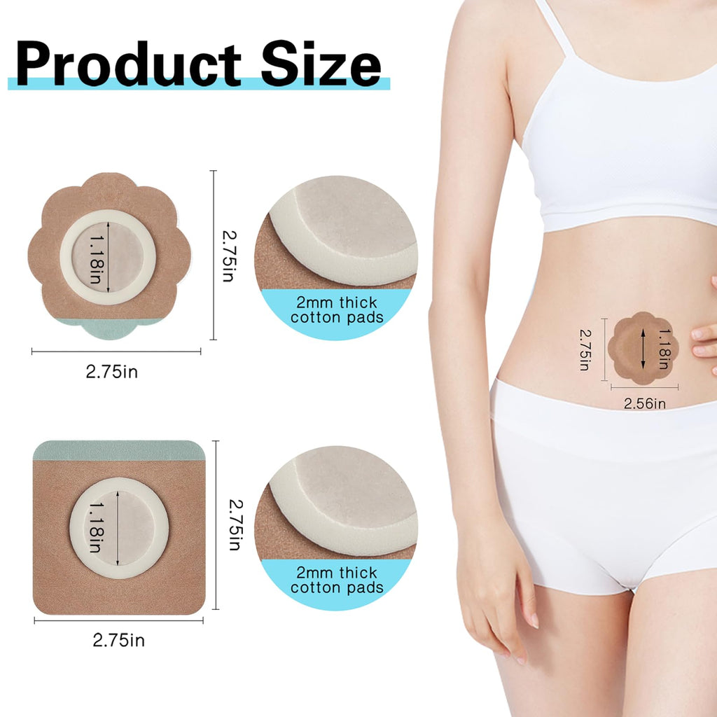 30 Pcs Disposable Castor Oil Patches – Self-Adhesive, Leak-Proof, Breathable (Flower+Square, Skin Color)