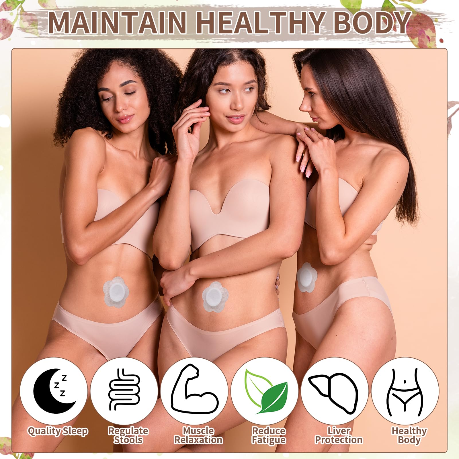Castor Oil Patches - Disposable Organic Cotton Self-Adhesive Belly Button Patches (60 pcs, 3.15 inch, White)